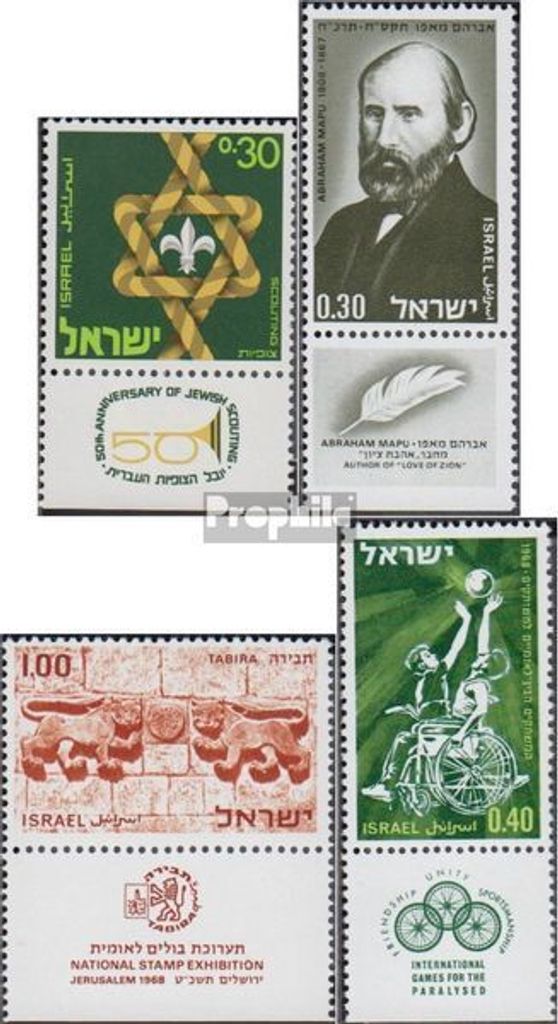 Briefmarken Israel 1968 Mi 424,430,431A,432 mit Tab (kompl.Ausg.) postfrisch Pfadfinderbewegung