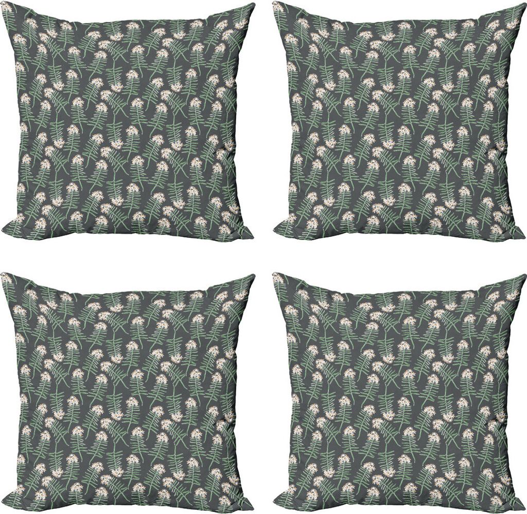 ABAKUHAUS Apotheker Kissenbezug Set (4 Stück), Rosmarin Zweige, Moderner Doppelseitiger Digitaldruck, 60 cm x 60 cm, Grau Farn-Grün