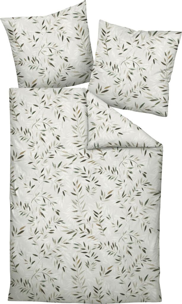 Janine Design Feinbiber Bettwäsche-Garnitur DAVOS 65137 Farbe mineralgrün oliv-06 Größe 155x220 + 80x80cm