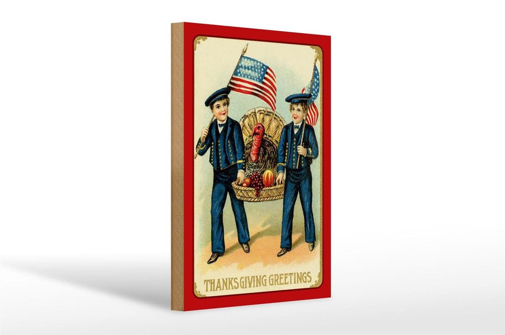 Holzschild Weihnachten Erntedankfest Amerika 20x30cm