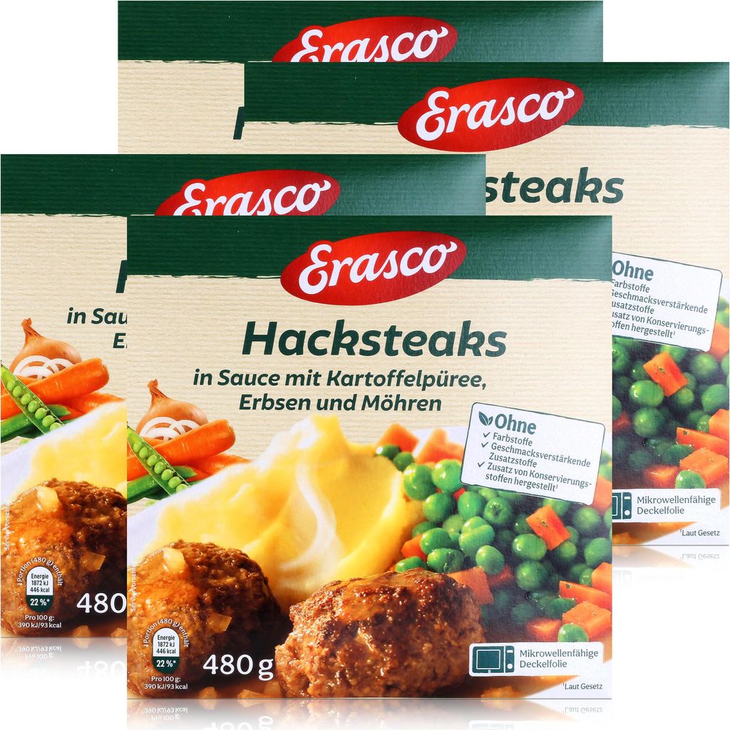 Erasco Hacksteaks 480g Fertigessen (4er Pack) Produktbild 
