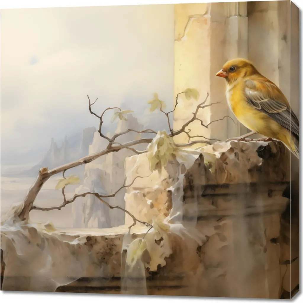 Déco Image Canari au bord 90 x 90 cm - Créez une ambiance apaisante