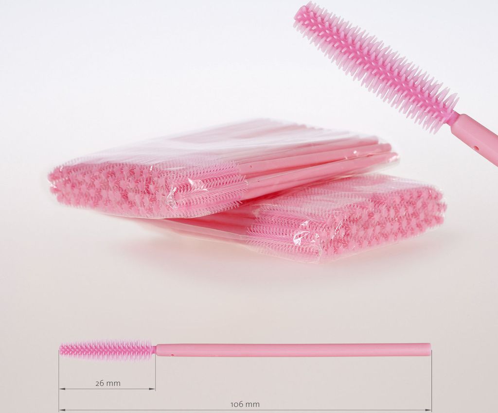 Wimpernverlängerung Wimpernbürste Wimpernbürstchen Mascara Bürste Silikon Pink, 50 Stück