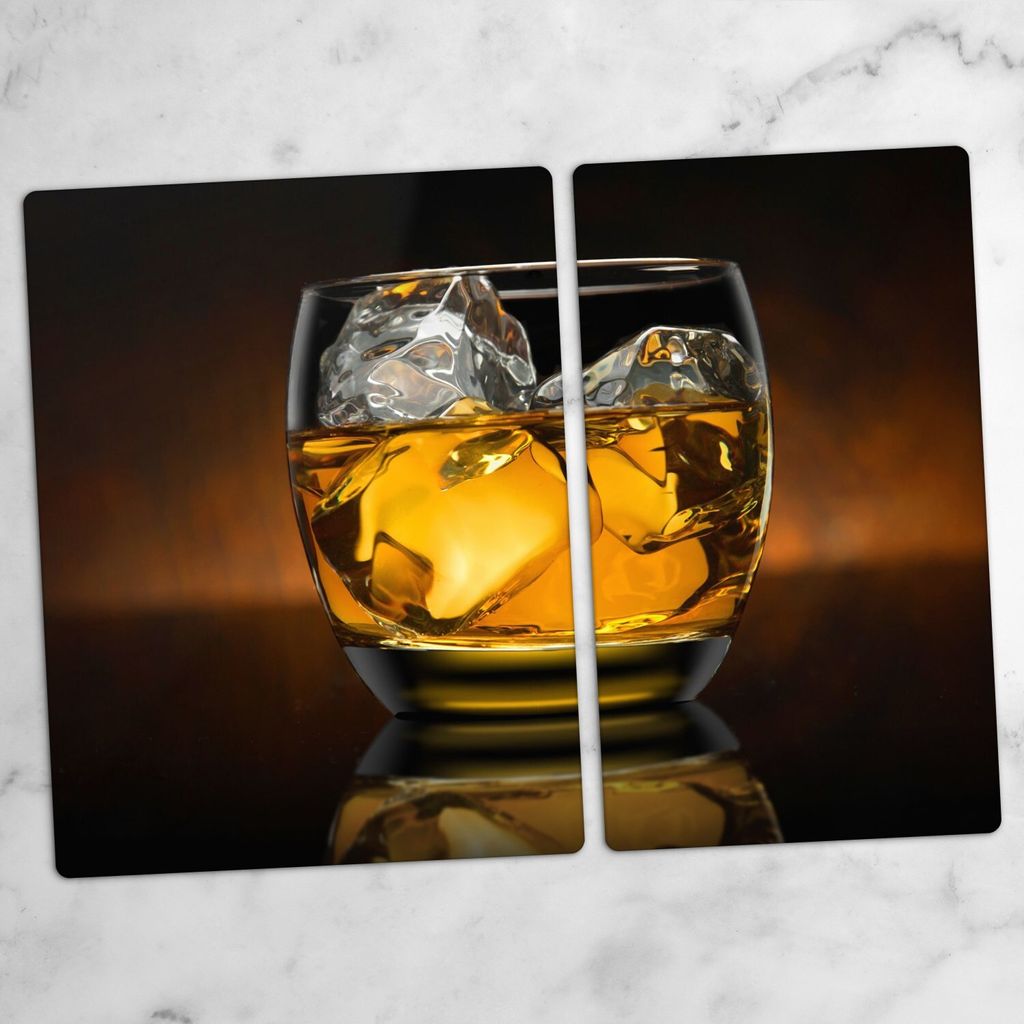 Glas-Herdabdeckplatten Glaskeramikkochfeld-Abdeckung Spritzschutz Glas 70x52 cm Whiskey