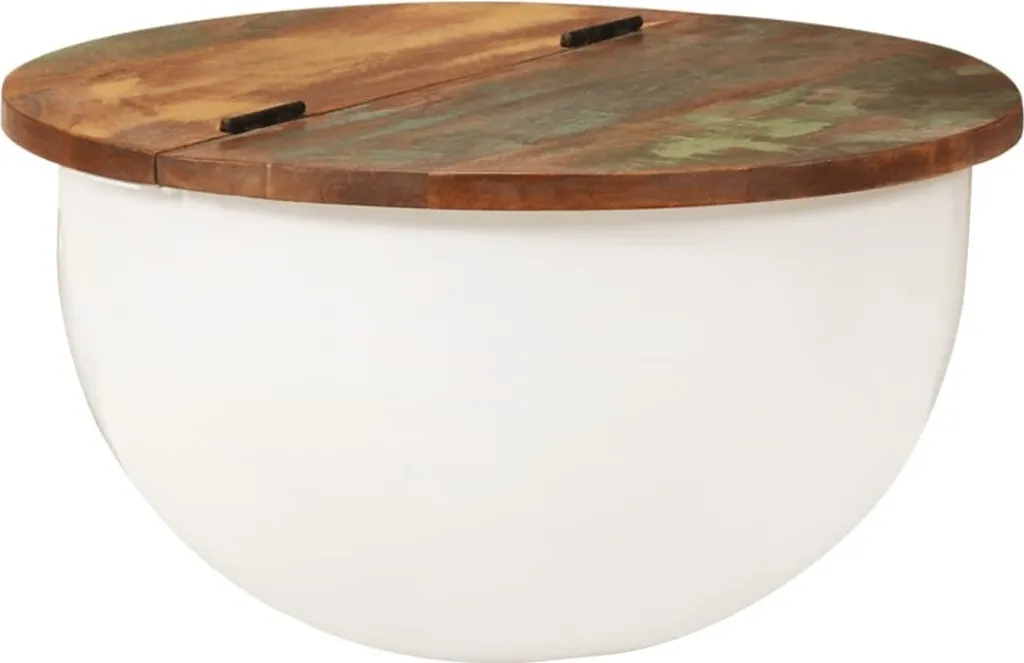 Tavolino bianco 50x27 cm in legno massiccio antico