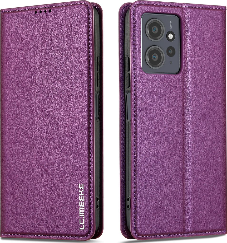 Handyhülle für Xiaomi Redmi Note 12 4G, Magnetische Flip Leder Hülle mit Kartenfach und Standfunktion Lila