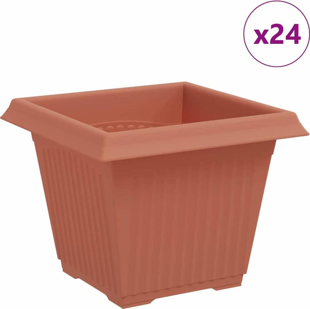 vidaXL Quadratischer Blumentopf 24 pcs Ziegelrot 33 x 33 x 26 cm
