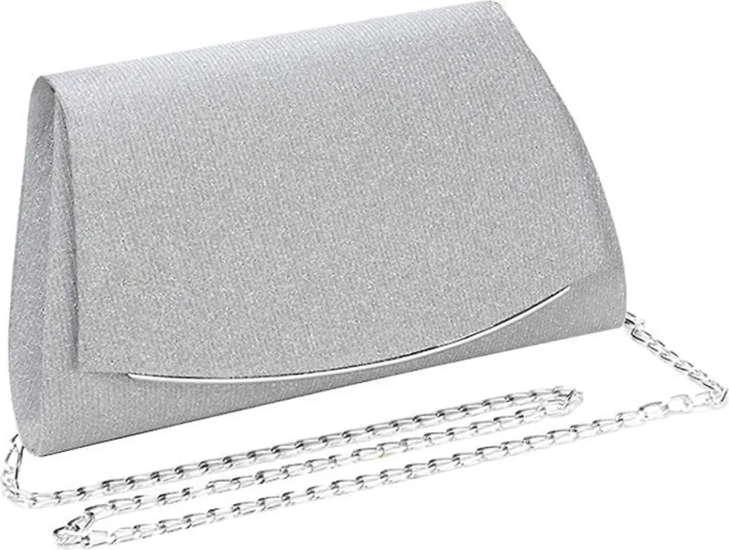 Pochette Argento Elegante Broccato | Borsa Tracolla Cerimonia Donna