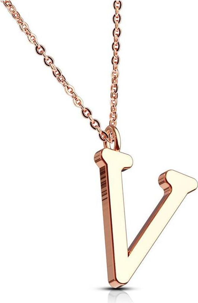 V - Kette Buchstaben Anhänger Rosegold aus Edelstahl Damen V