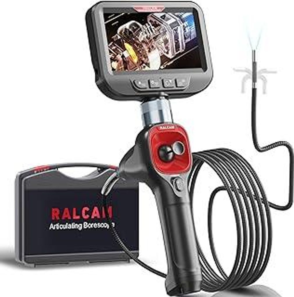 Ralcam Endoskopkamera 6,2mm Endoscope Camera - 360° Endoskop Schwenkbarer 4,3 HD 720P Inspektionskamera mit Licht Rohrkamera, Kameras mit 6 LED, I...
