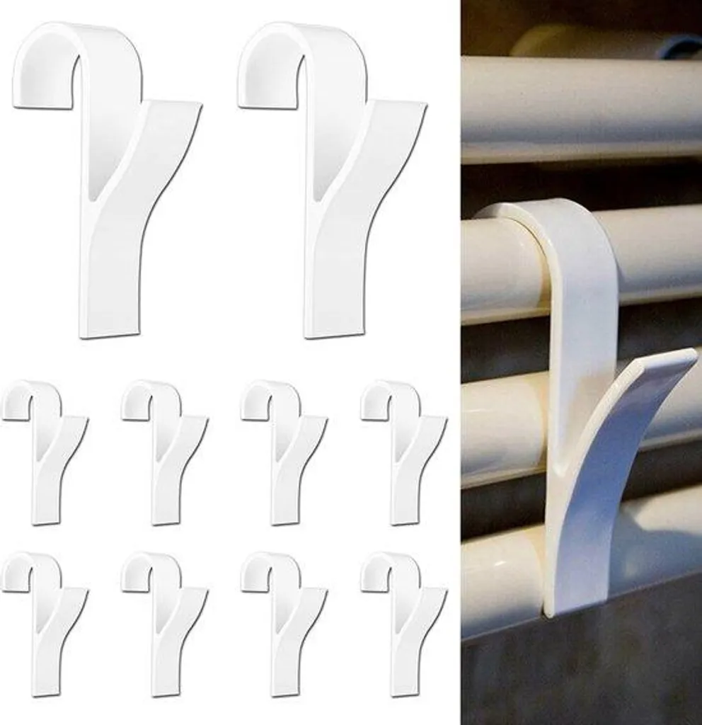 Porte-serviettes blanc pour radiateur tubulaire, pack 10 pièces ABS