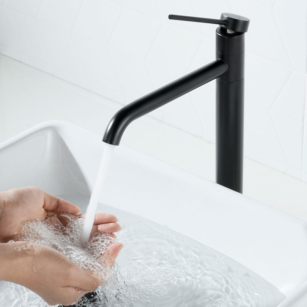 Wasserhahn Bad aus Edelstahl Badarmatur Schwarz Waschbecken Produktbild 3