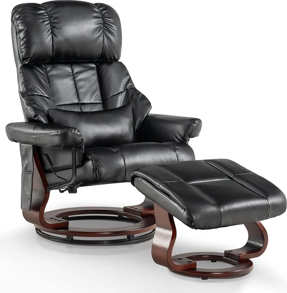 Fauteuil de massage pivotant à 360° MCombo avec inclinaison et pouf