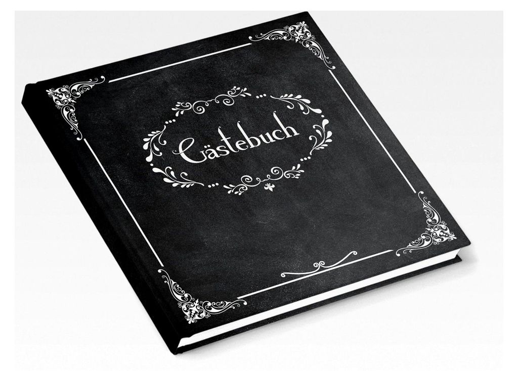 Hochzeitsgästebuch in Schwarz-Weiß, quadratisch, 21 x 21 cm, festlich