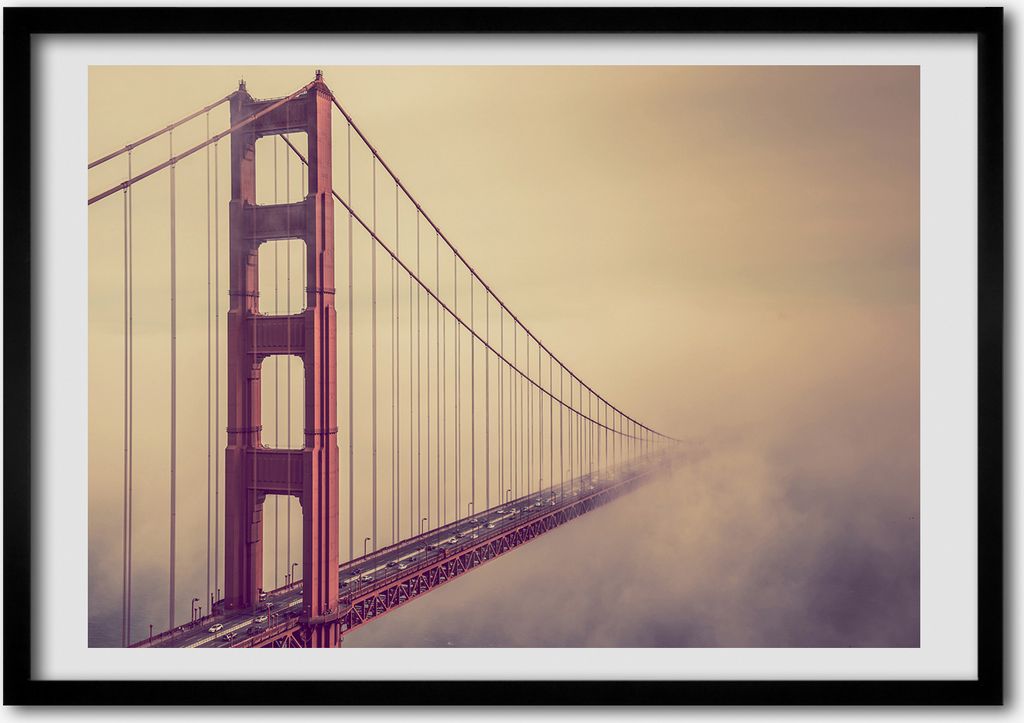 Bild - Bilderrahmen - 100 cm x 70 cm - MDF - Rahmen - Foto - Wandkunst Brücke in San Francisco