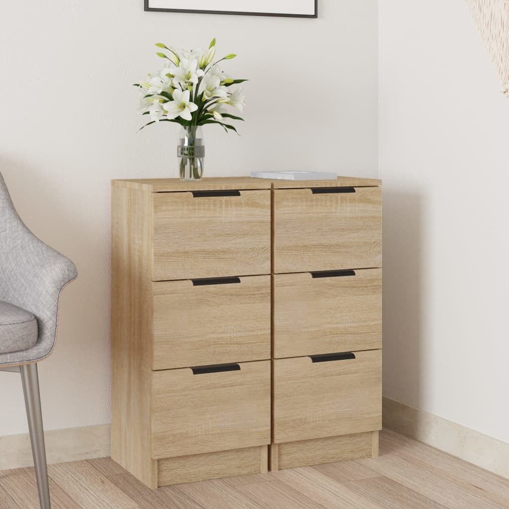 vidaXL Sideboards 2 pcs. chêne Sonoma 30x30x70 cm bois Image du produit 