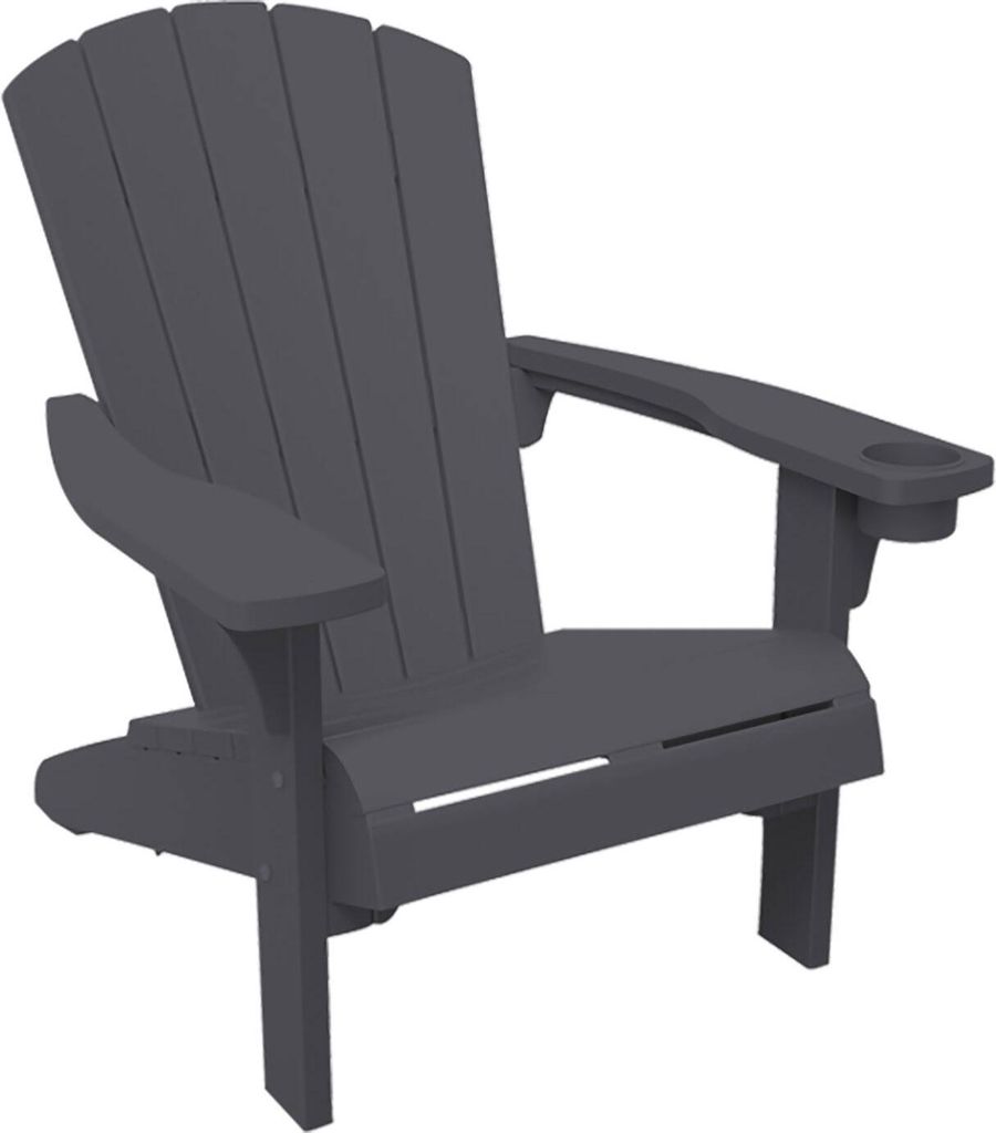 Keter Alpine Adirondack Stuhl Grau mit Getränkehalter – Produktbild 