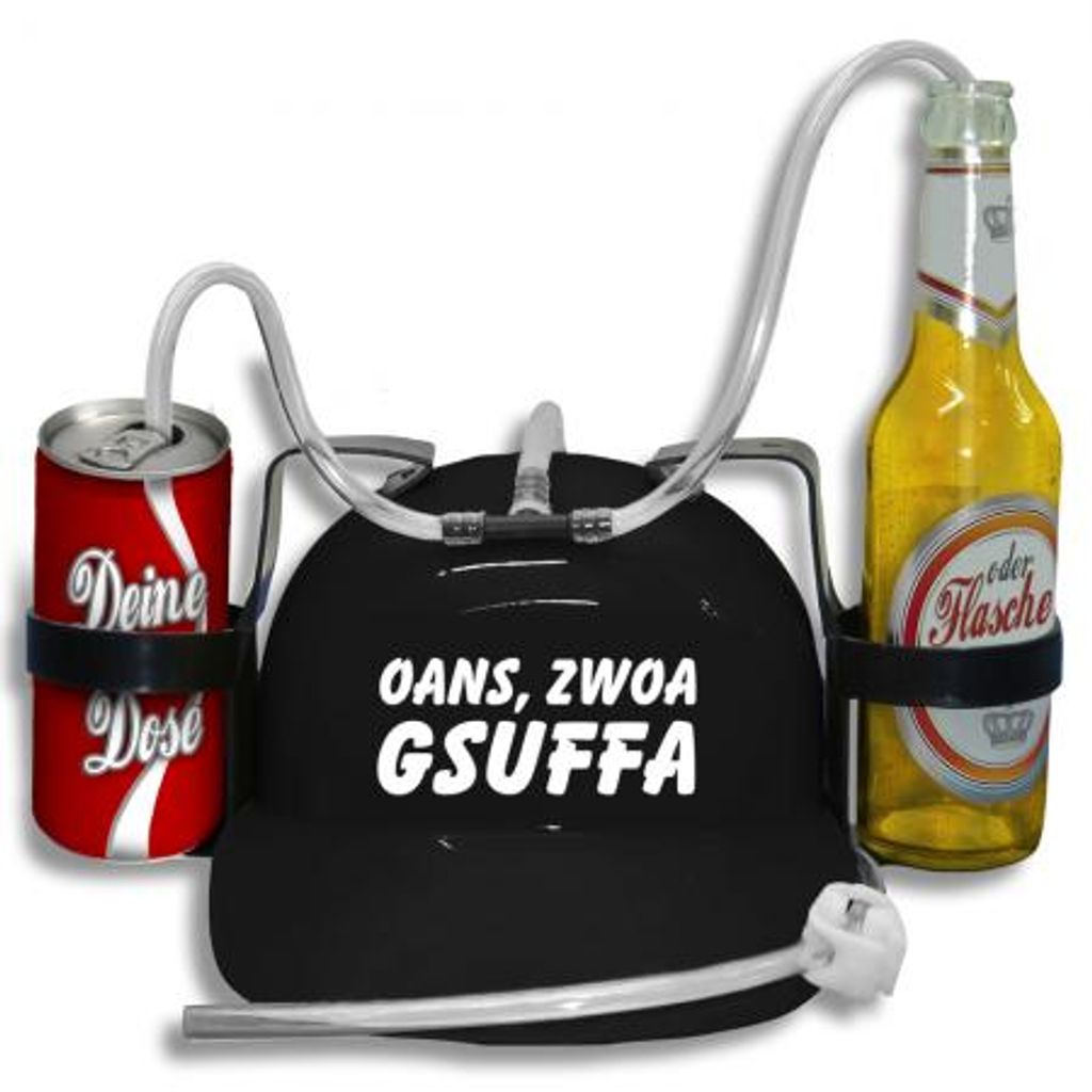 Trinkhelm Spaßhelm mit Printmotiv - OANS ZWOA GSUFFA - 51609 - versch. Farben zur Wahl Color - schwarz