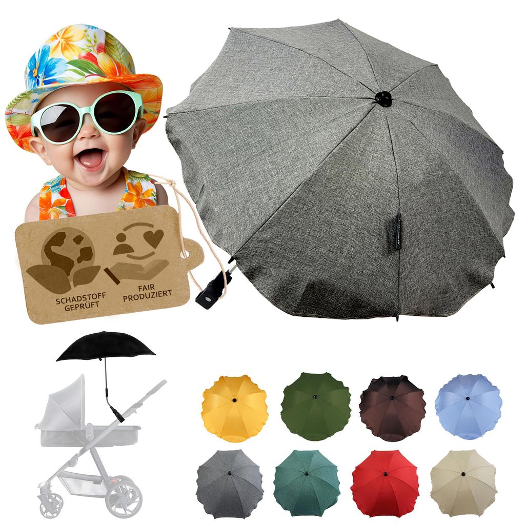 BAMBINIWELT Sonnenschirm für Kinderwagen Ø68cm UV-Schutz50+ Produktbild 