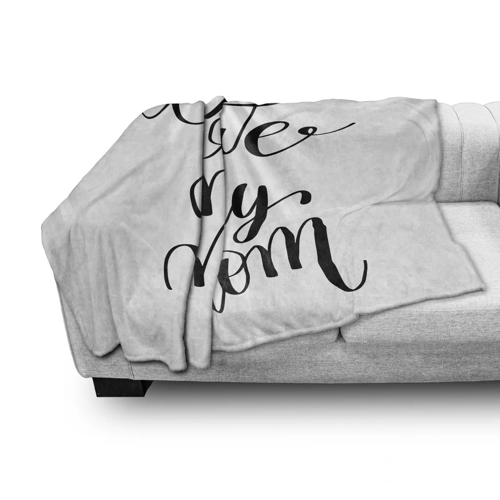 Regalo Mamma: Coperta ABAKUHAUS Pile Flanella Love My Mom Grigio