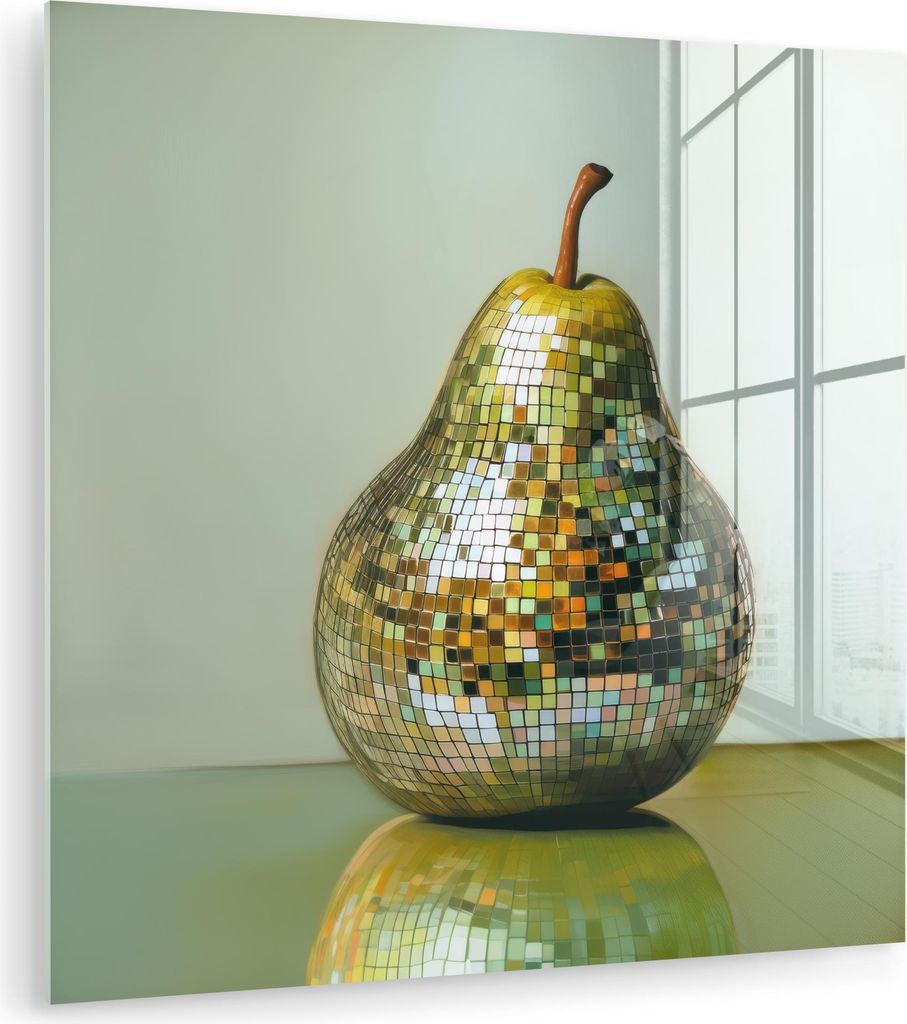 MuchoWow Glasbilder - Bilder auf Wandbild - Foto auf Glas Obst - Disco - Kunst - Glitzer 30x30 cm Wanddekoration aus Glas - Acrylglasbild - Acrylbi...