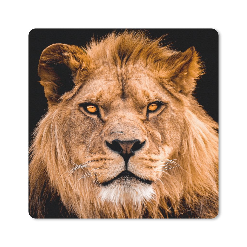 MuchoWow Mauspad Mousepad Löwe - Porträt - Schwarz 30x30 cm - Mousepads - Maus Mat - Pad - Mausunterlage - Gaming