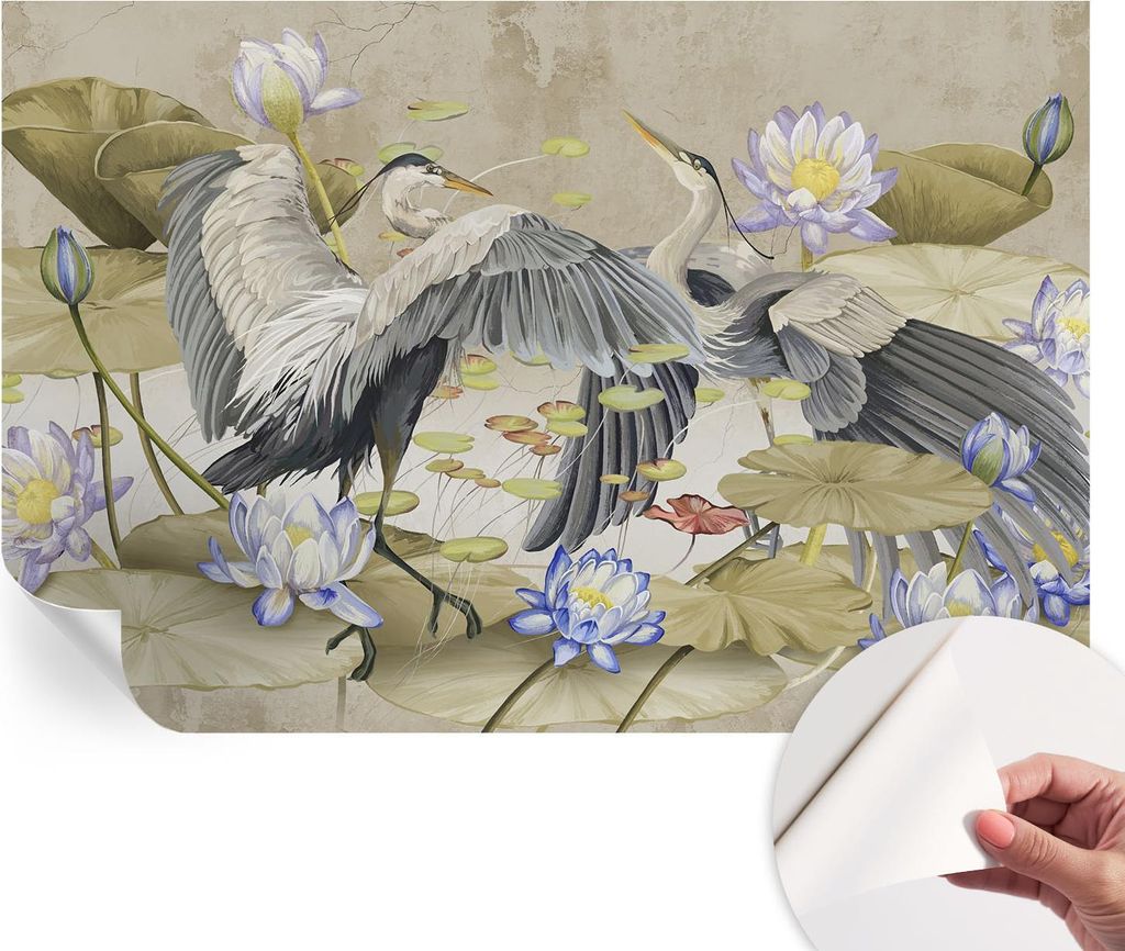 Selbstklebende Wandtapete - Dekorative Tapete für Wohnzimmer - Klebefolie für Wandbilder - Tapetenfolie für Wanddekoration - 104x70 cm - Vögel ...