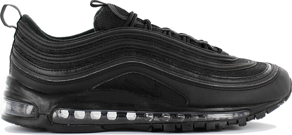 A black Nike Air Max 97 shoe is shown from the side against a white background.