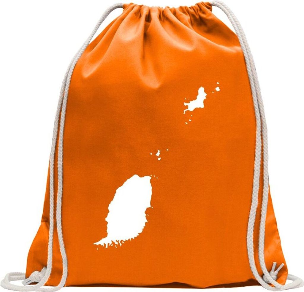 Kiwistar - Turnbeutel - mandarin - Grenada Umriss Kontur - Fun Rucksack Sport Beutel Gymsack Baumwolle mit Ziehgurt
