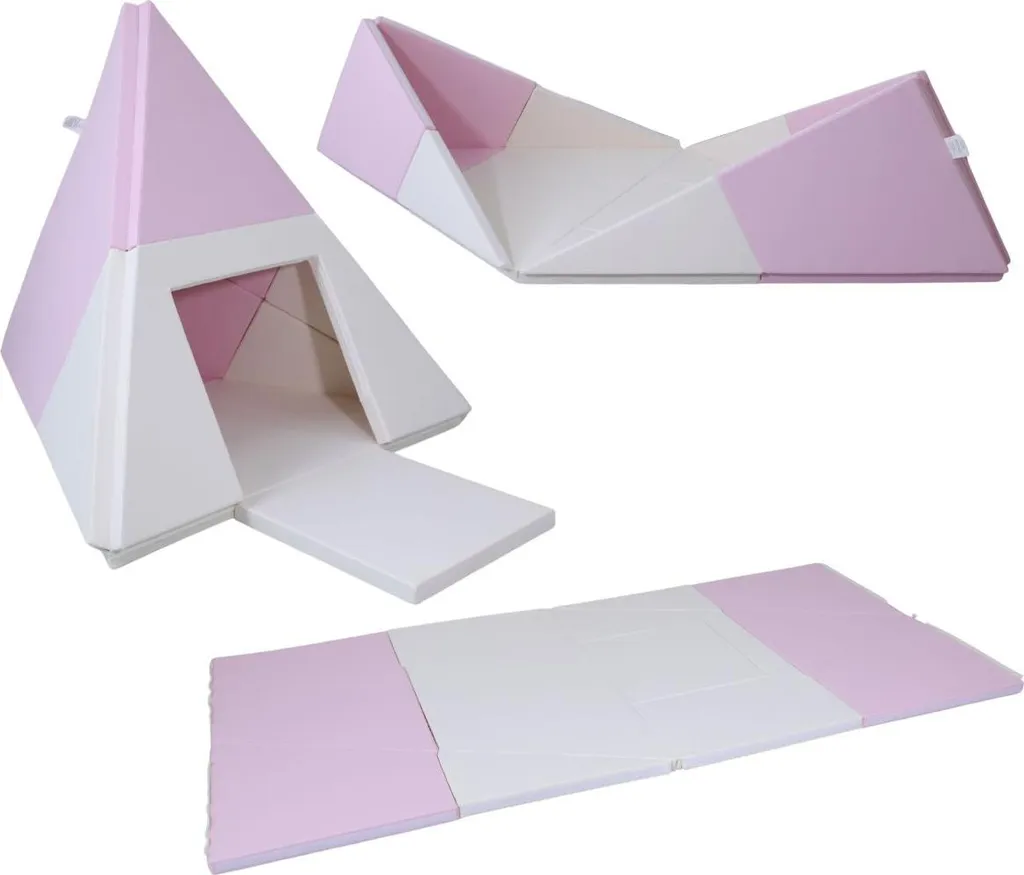 Tipi 3 en 1 blanc rose enfant - Coin lecture et jeu pour chambre fille
