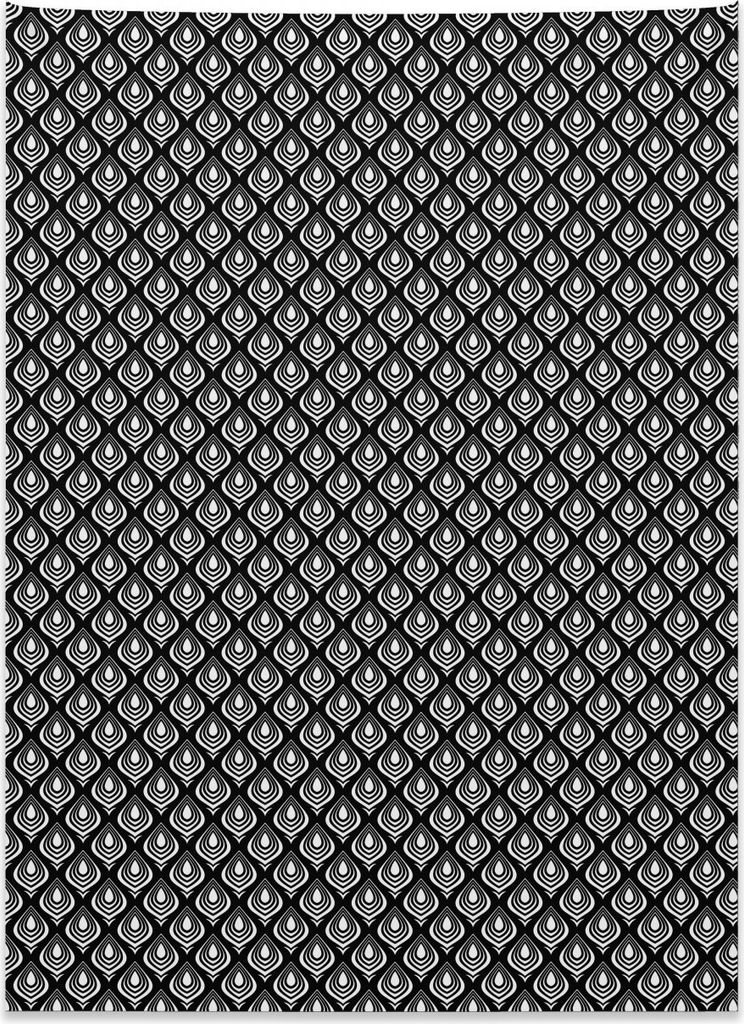 Abakuhaus Ethnisch Wandteppich, Abstrakt Flora Asiatisch aus Weiches Mikrofaser Stoff Kein Verblassen Klare Farben Waschbar, 110 x 150 cm, Schwarz ...