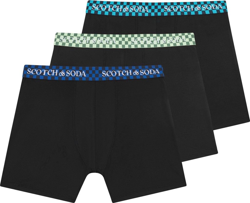 Scotch&Soda - Herren - Boxershorts Active Stretch 3er-Pack - Blau/Grün/Schwarz - Gr. XL
