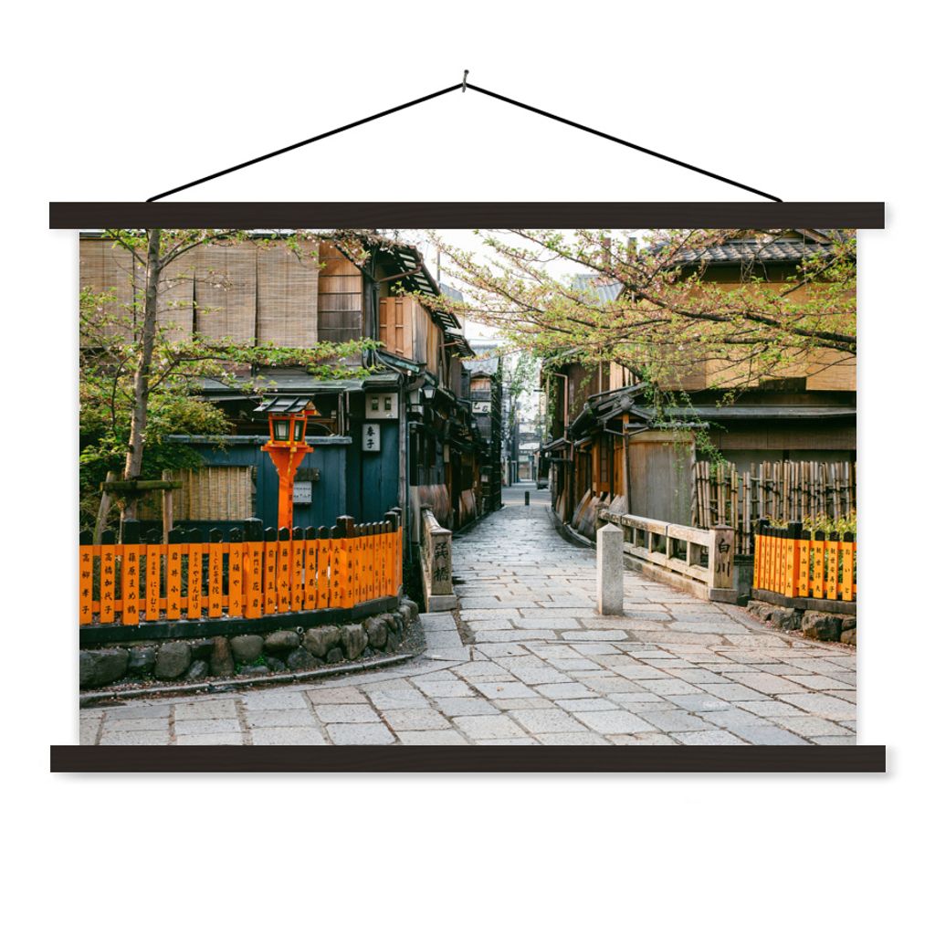 MuchoWow Textilposter Tatsumi-kyo, die Brücke über den Shiragawa-Fluss in Kyoto, Japan 150x100 cm mit schwarzem Rahmen - Schlafzimmer