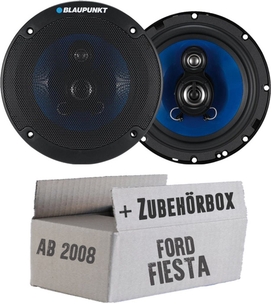 Lautsprecher Boxen Blaupunkt ICx663 - 16,5cm 3-Wege Auto Einbauzubehör - Einbauset passend für Ford Fiesta MK7 Front Heck - justSOUND