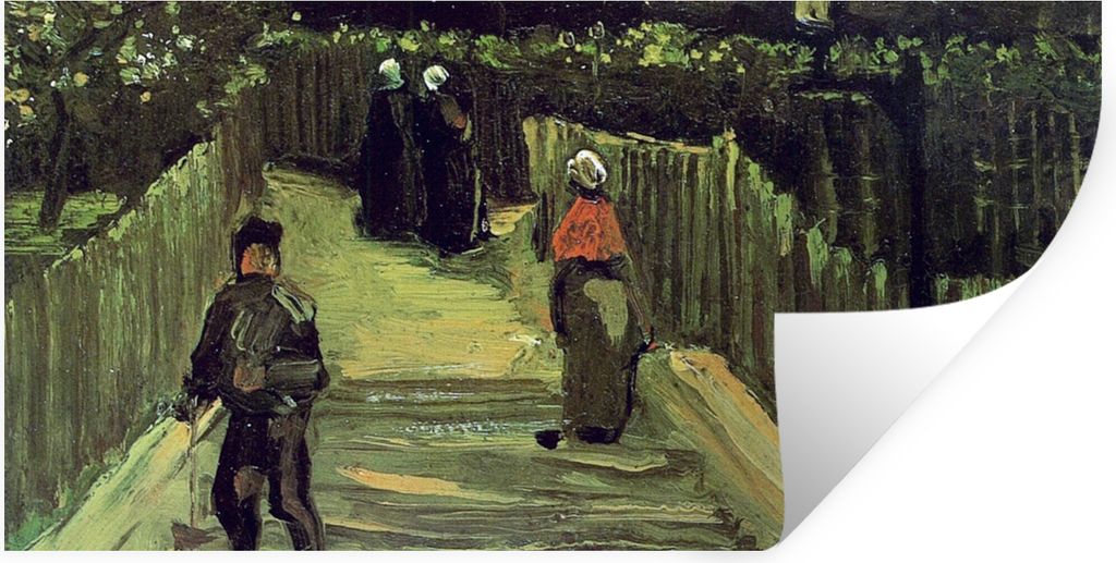 MuchoWow Wandtattoo Wandsticker Wandaufkleber Schräger Weg in Montmartre - Vincent van Gogh 120x60 cm Selbstklebend und Repositionierbar - Stick...
