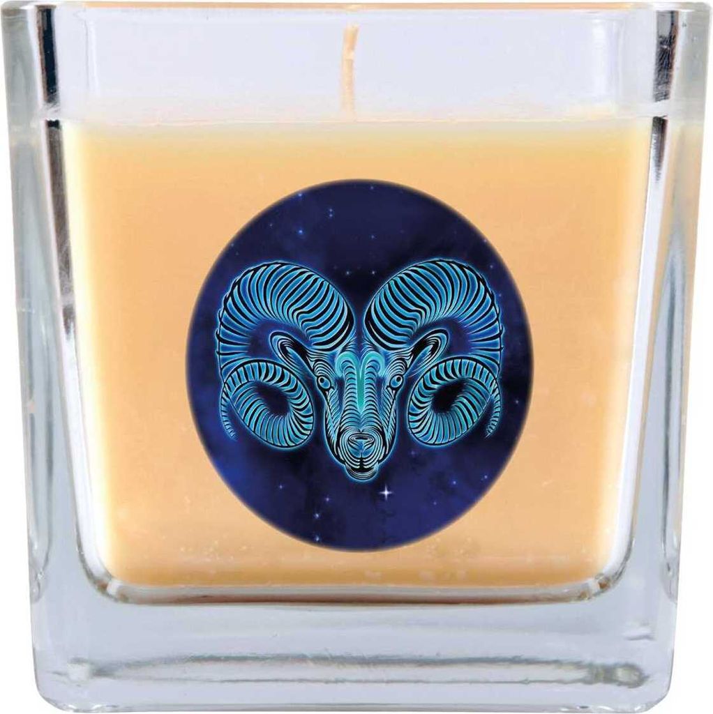 HS Candle "Sternzeichen" Duftkerze Vanille im Bonbonglas ( Widder ) - viele Motive zur Auswahl, 190g - Brenndauer bis zu 50 Std - Aries