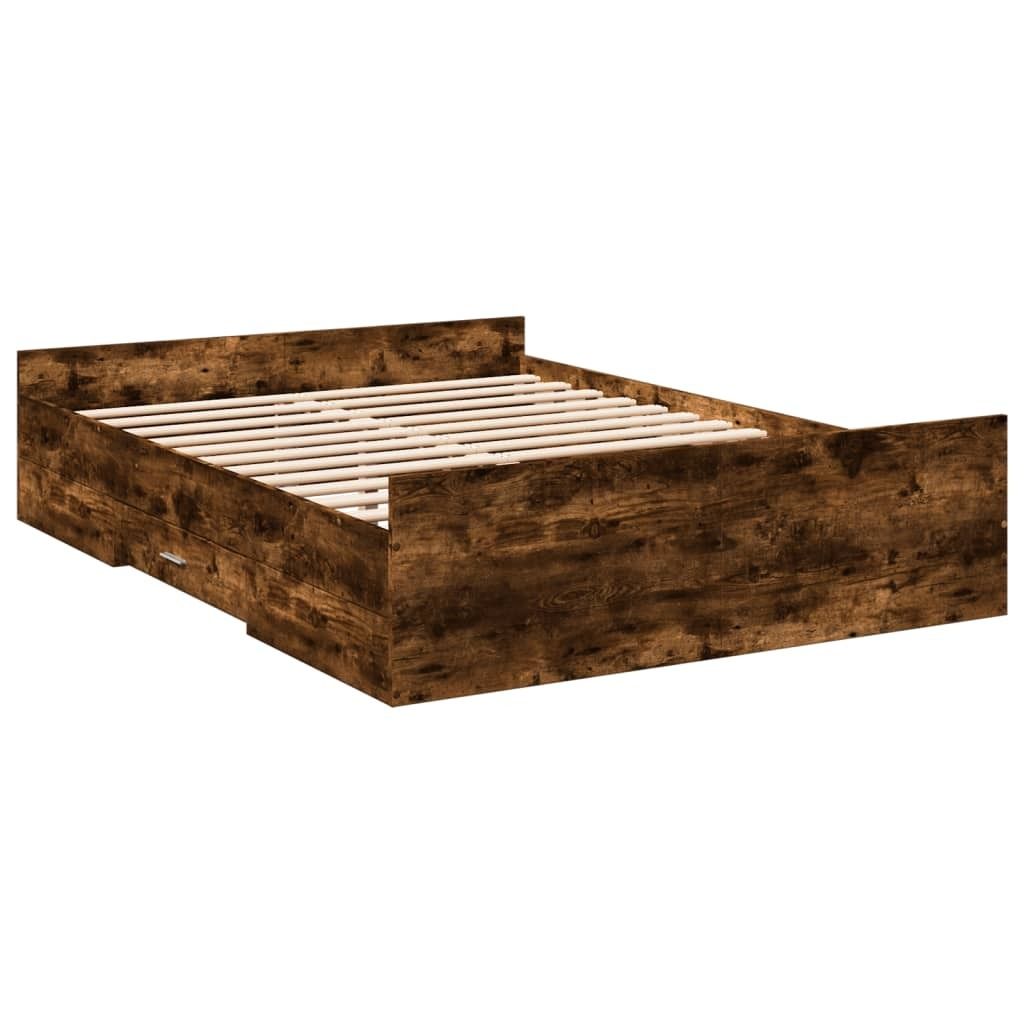 (Robust Möbel)Bettgestell/Doppelbett ️Hochwertiges - Polsterbett Erwachsene/r /Kind - mit Schubladen Räuchereiche 120x200cm Holzwerkstoff -...