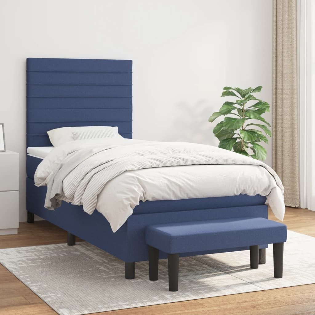 Maison Exclusive - Boxspringbett mit Matratze Blau 90x200 cm Stoff
