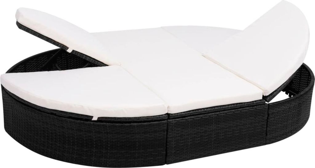 Outdoor-Loungebett mit Kissen Poly Rattan Schwarz