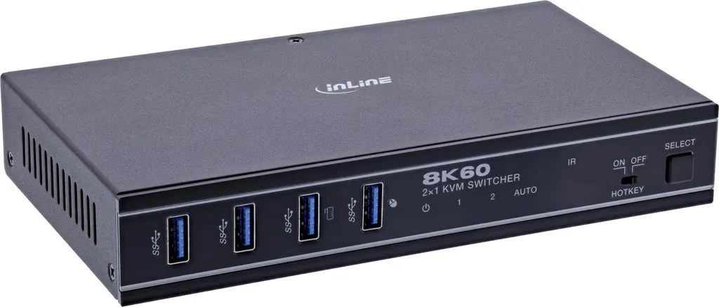 Switch KVM 8K 60Hz InLine USB 3.2 - Commutation IR et RS-232 Fluide