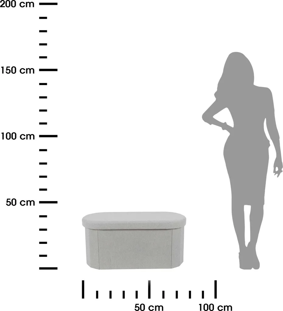 Grand pouf gris pliable 76 cm : solution de rangement et siège d'appoint - 9