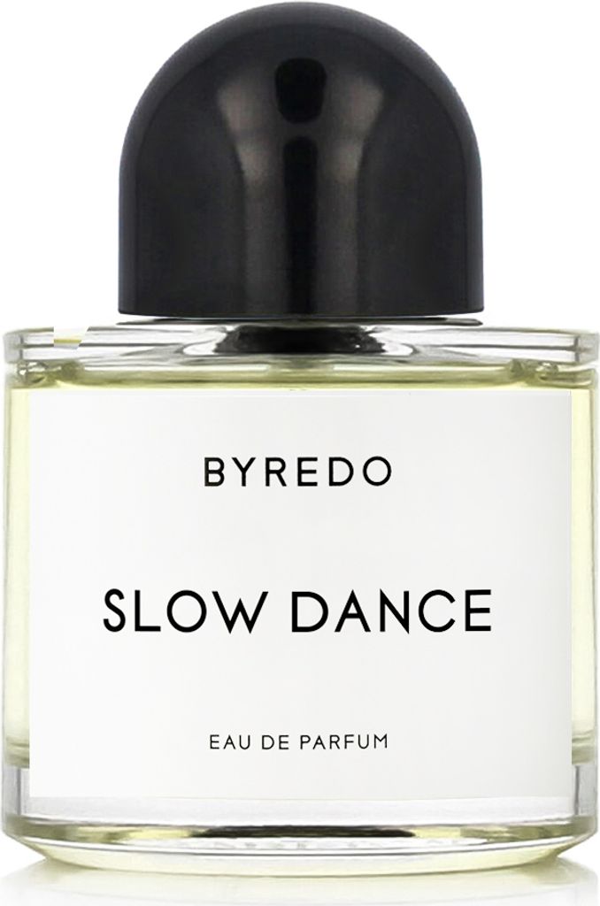 A close-up studio shot of a Byredo Slow Dance Eau de Parfum bottle.