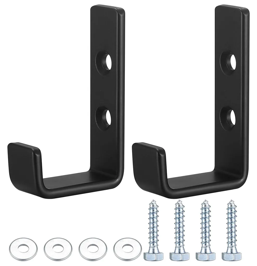 Supports de rangement muraux en J pour organiser garage et atelier noir