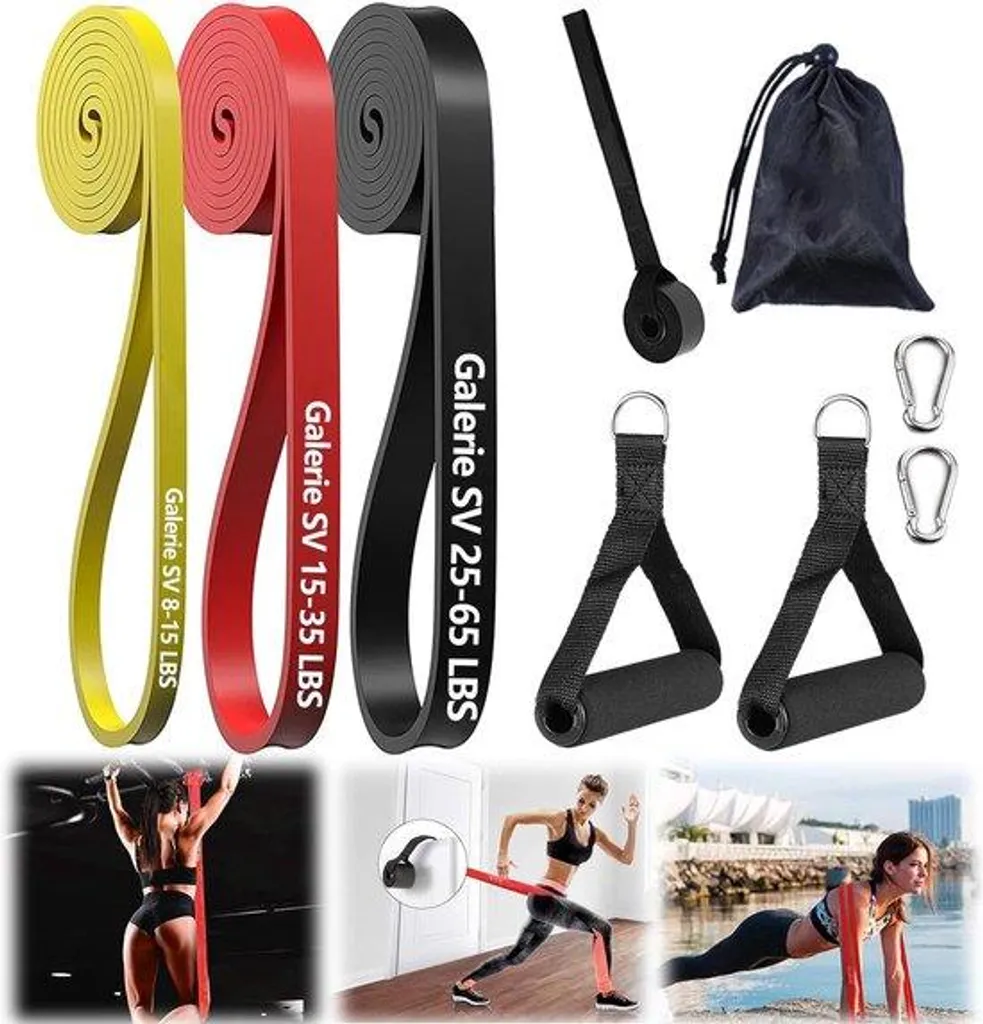 Kit de bandes de résistance fitness avec 3 niveaux pour musculation