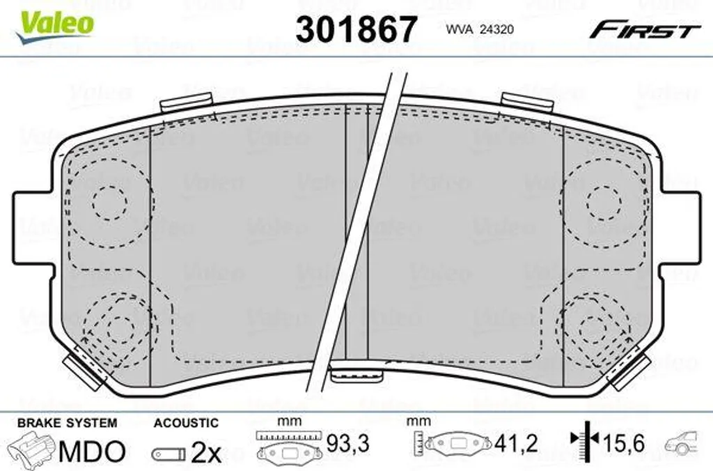Kit plaquettes de frein VALEO pour entretien périodique Hyundai et Kia