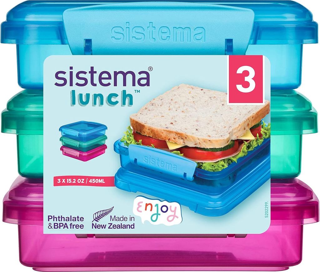 Sistema Lunch-Sandwich-Boxen | 450 ml | BPA-frei | 3 Stück Produktbild 