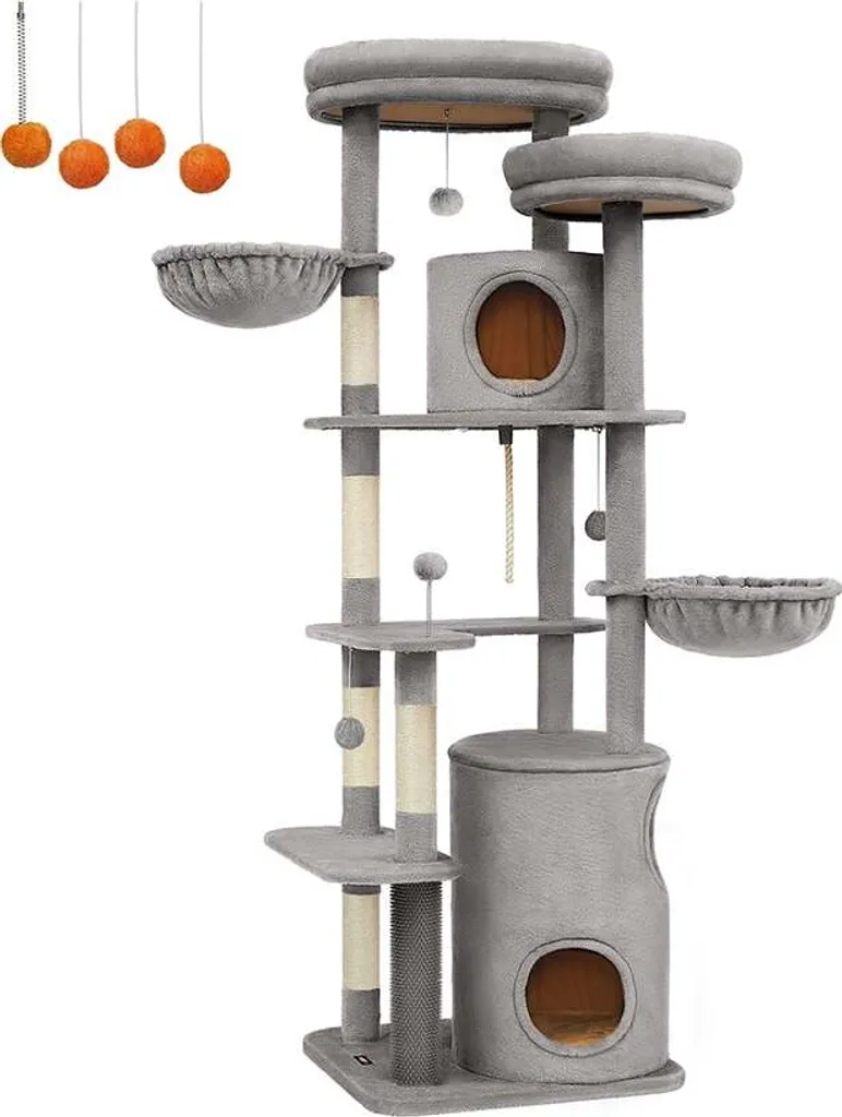 Arbre à chat 196 cm idéal pour grands chats et foyers multi-félins