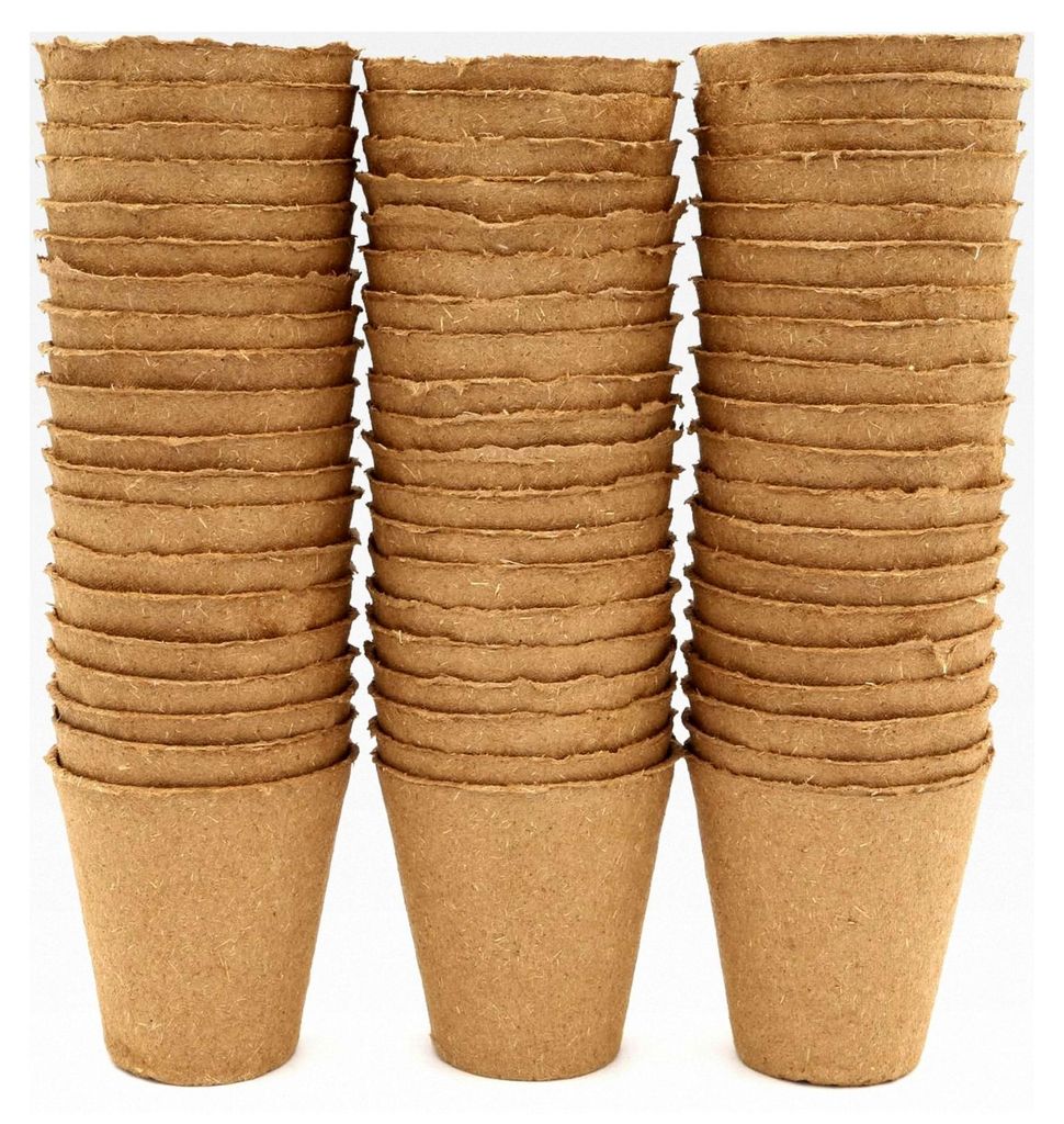 Runde Anzuchttöpfe 8 cm aus Holzfaser | 60 Stück | Pflanztöpfe für nachhaltige Gartenarbeit | 100% biologisch abbaubar und torffrei | Geeignet ...