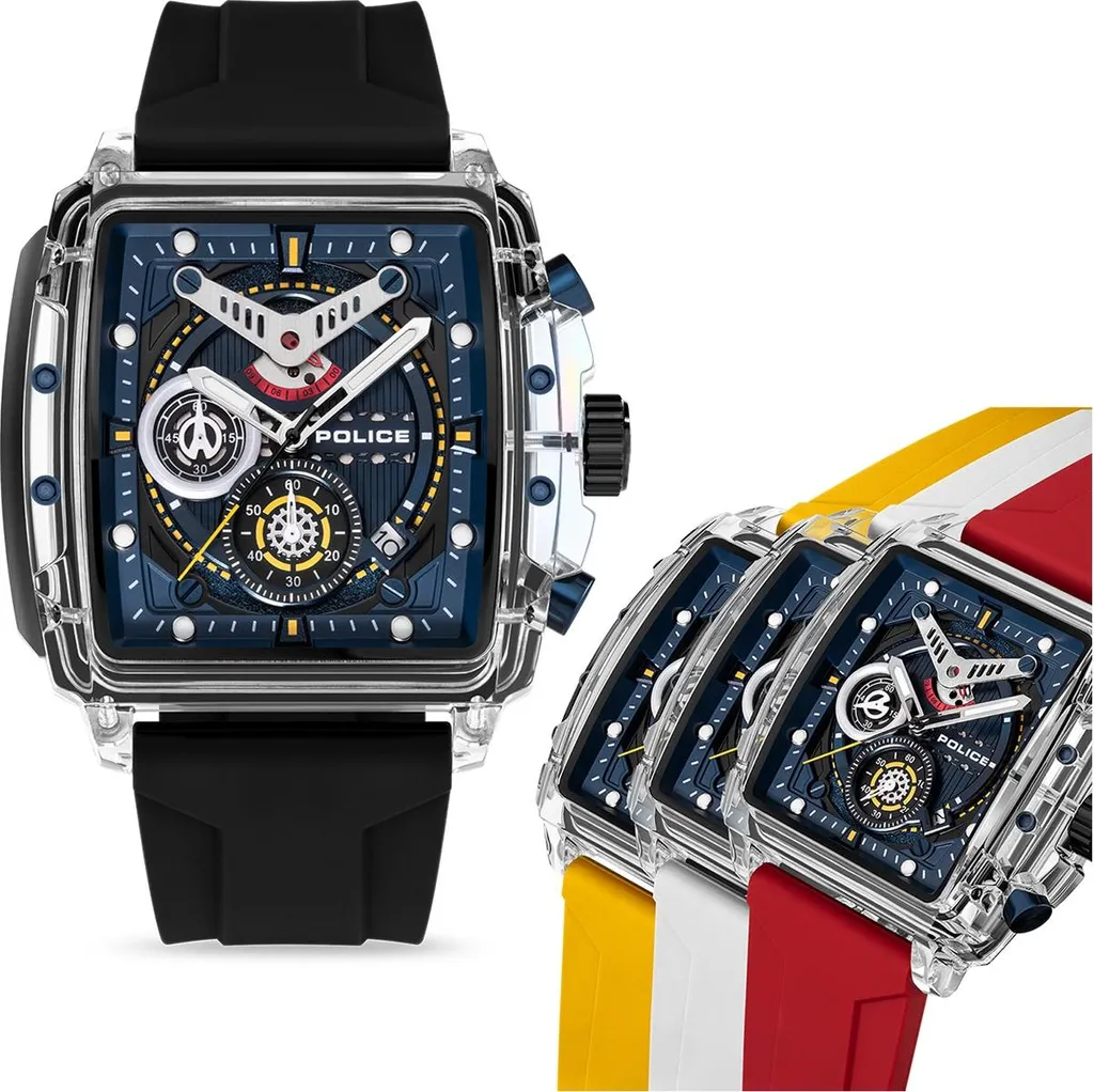 Montre Homme Police Bracelet Silicone Souple Résistant UPOO00524X2S