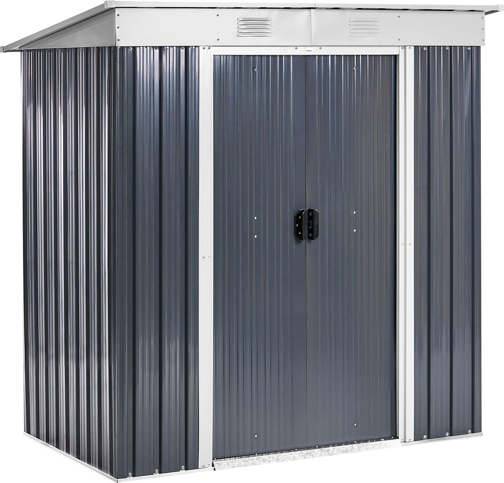 BELIANI Gerätehaus Graphitgrau aus Stahl Wasserdicht Metall Geräteschuppen Gartenschuppen Gartenhaus Outdoor Aufbewahrung Stauraum